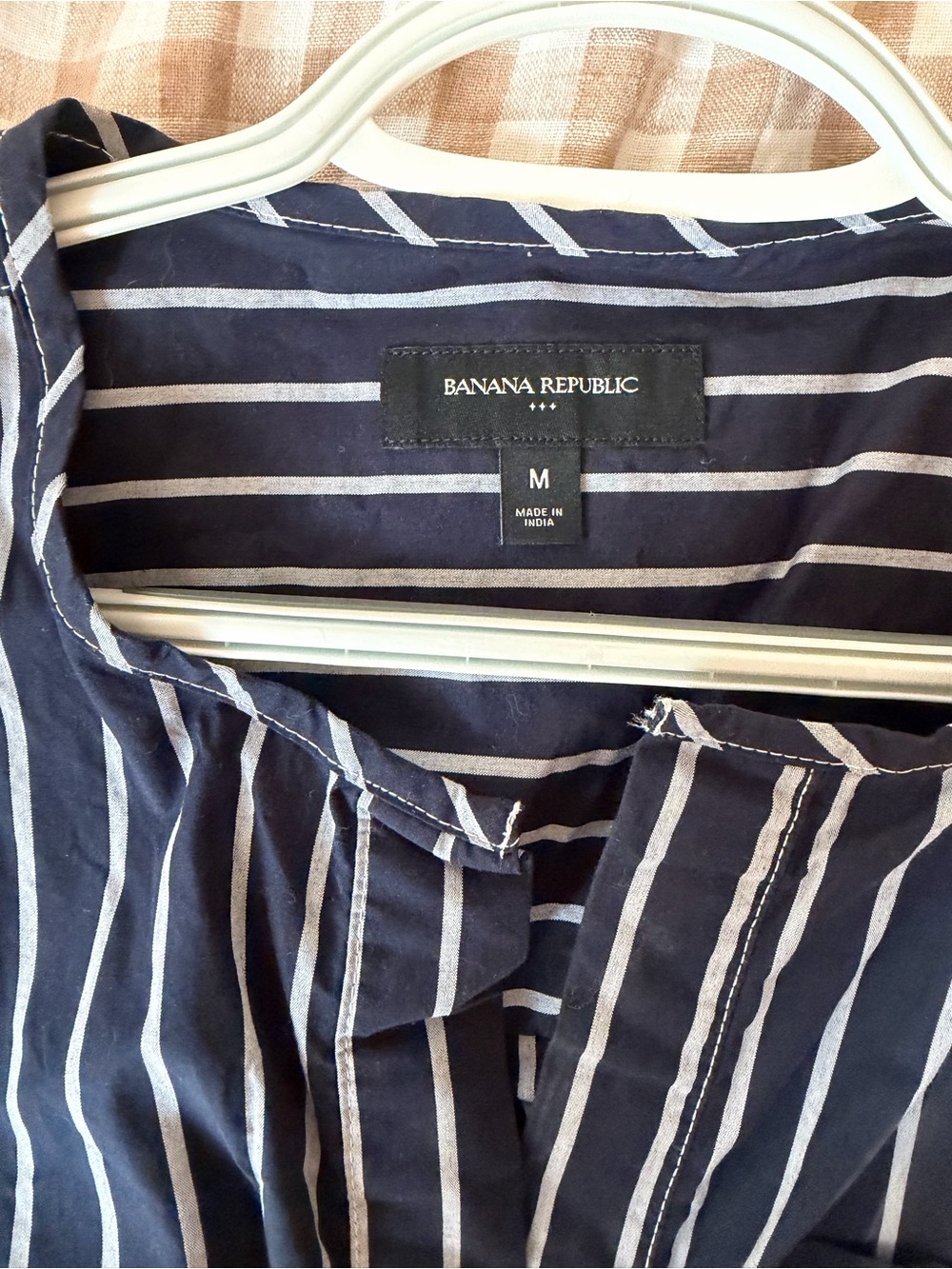 Banana Republic Navy & White Striped Midi Shirt Dress with Waist Tie - Picture 5 of 5